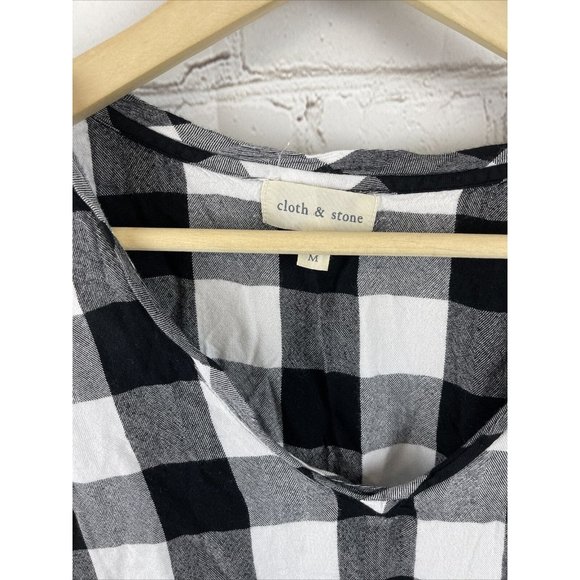 Anthropologie Cloth & Stone Gingham Checkered Print Tunic Medium - Picture 3 of 5